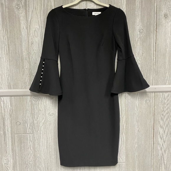 Calvin Klein Dresses & Skirts - Black Calvin Klein Bell Sleeve Dress Size 2 NWT